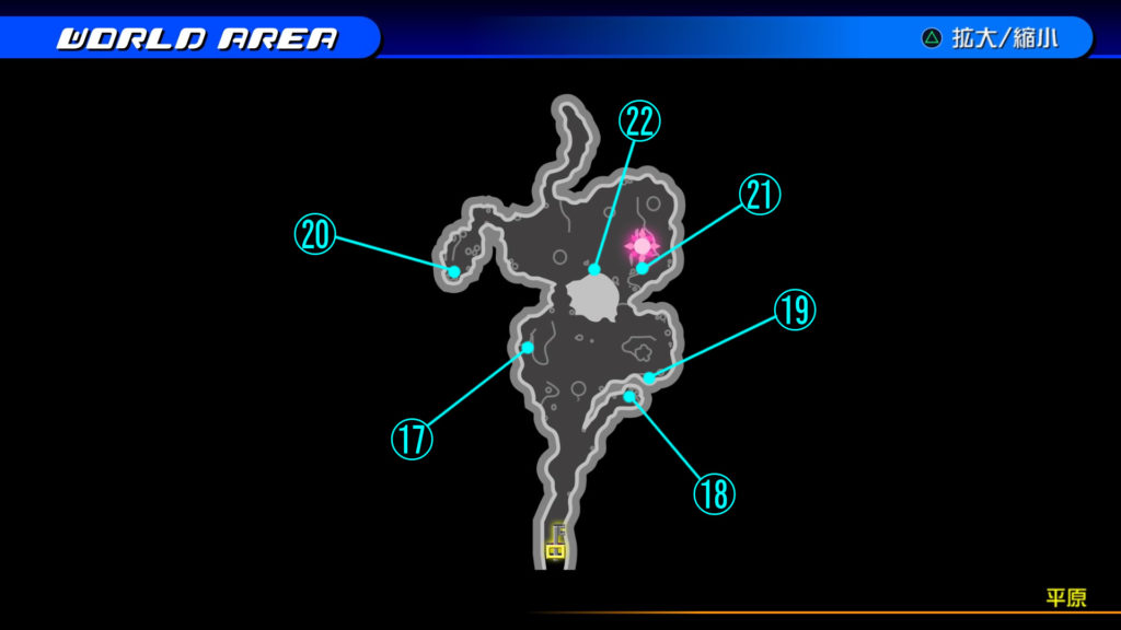 キングダムハーツ3D(HD)のワールド『シンフォニー・オブ・ソーサリー(平原)』で開けられるソラ編の宝箱マップです。