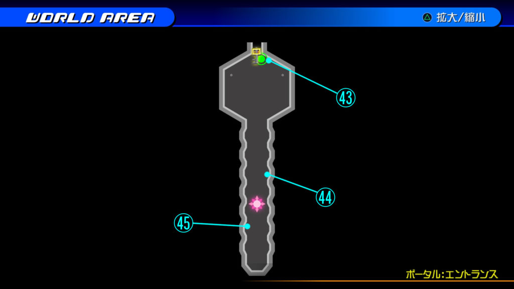 キングダムハーツ3D(HD)のワールド『ザ・グリッド(ポータル:エントランス)』で開けられるリク編の宝箱マップです。